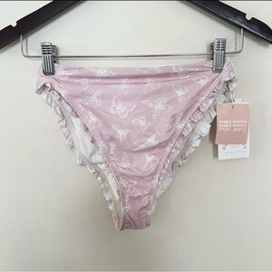 Dippin Daisy's Women's Pacifica Bikini Bottom NEW Size Small Pink Butterfly